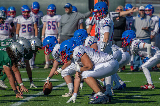 QB and O-Line Set - High School Football Boys of Fall Sports