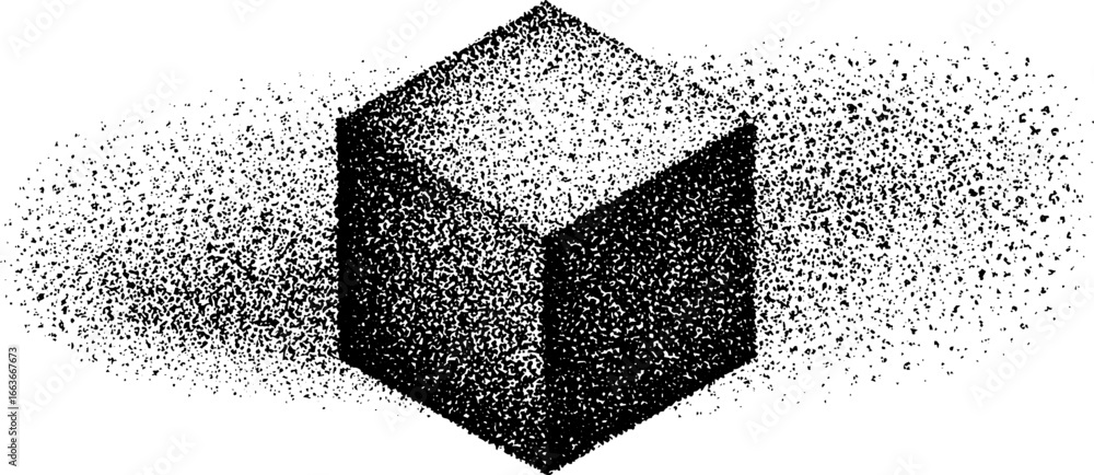 Poster geometric hexagon with stipple dotwork effect for design