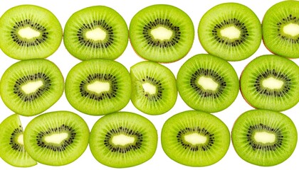 Fresh kiwi slices arranged in a grid pattern