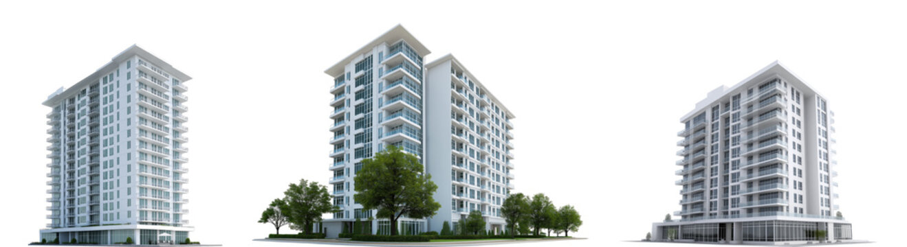 sets of modern white office building. real estate industry.
