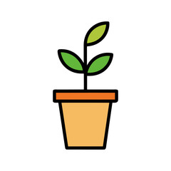 green plant in a pot vector art illustration