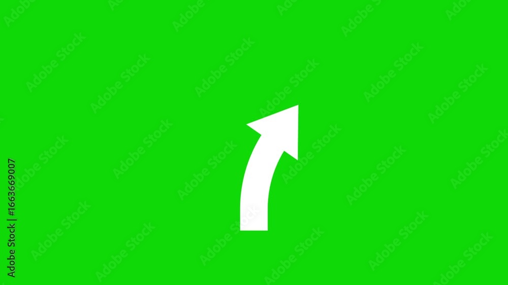 Poster right or left direction arrow animation with green screen, curved arrow animation