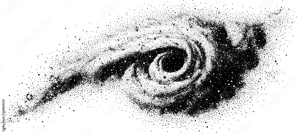 Poster Abstract spiral pattern with stippling dotwork effect for design and art projects