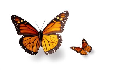 Stunning Monarch Butterflies in Flight White Background