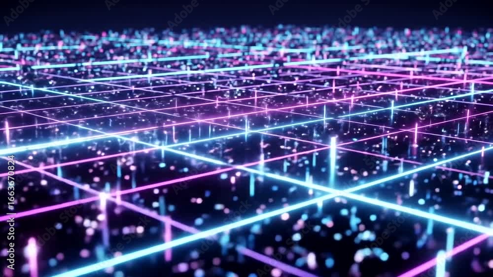 Aufkleber a vibrant, glowing network of intersecting lines creates a futuristic, data-driven visual effect.