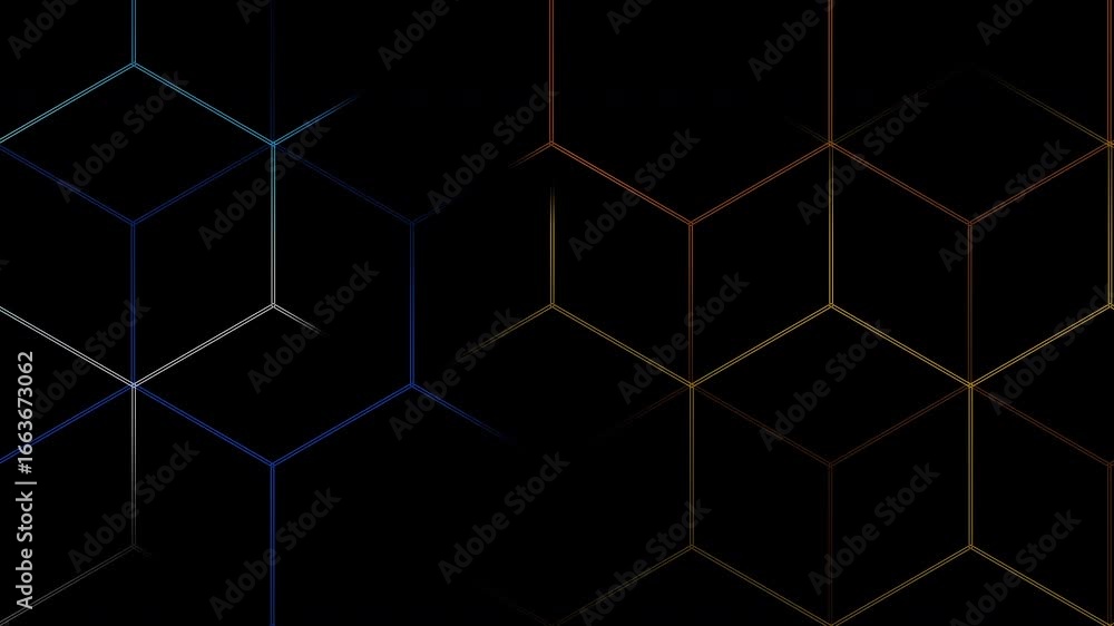 Poster dynamic cubic lines blue vertical geometric thin gradient going to infinity with highlights animatio