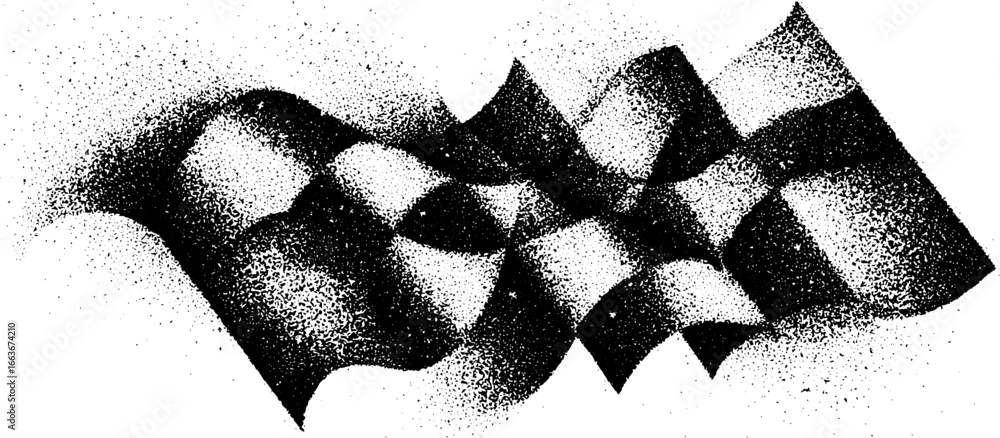 Poster abstract stippling dotwork of a warped checkered pattern art for creative design