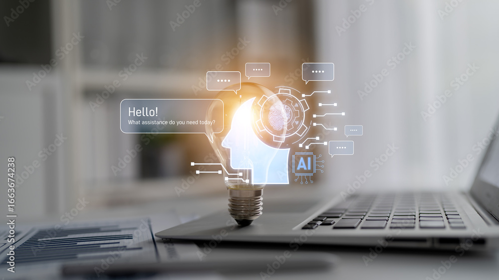 Poster conversational ai assistant enhances chatbot interaction. ai assistant supports queries, answers ins