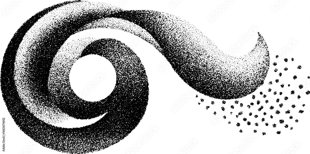 Poster abstract stippling dotwork brush design with dynamic swirl pattern