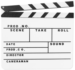 Blank White Movie clapper board isolated on white background