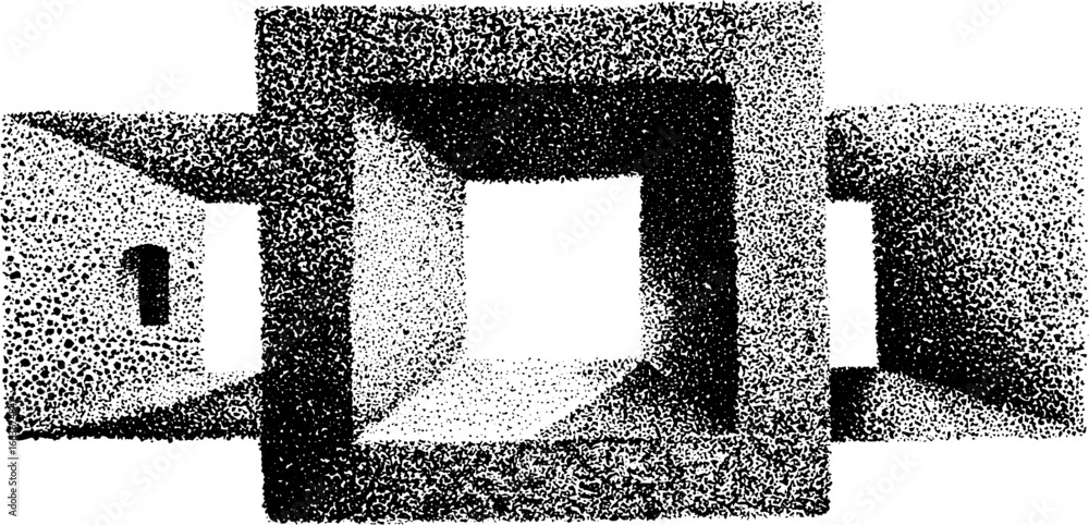 Poster abstract labyrinth design with stippling dotwork effect for creative projects