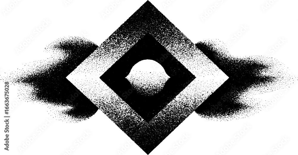 Aufkleber abstract geometric design in stippling technique with dotwork and halftone effects for creative proj