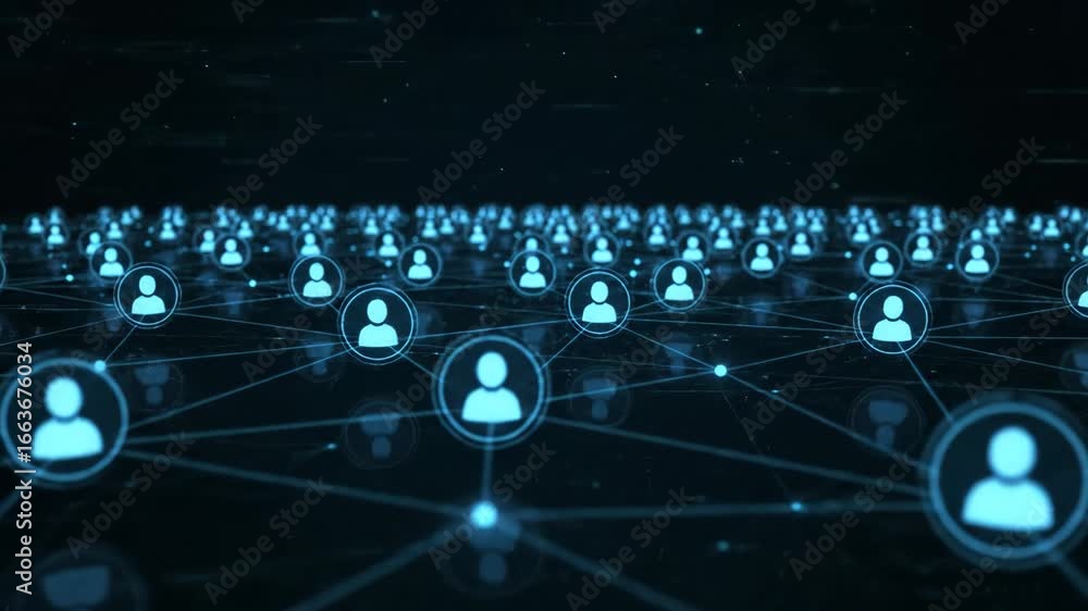 Poster global social media network connection - this video depicts a digital representation of a global soc