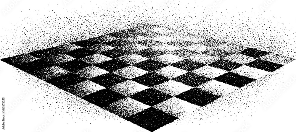 Poster Stippling art checkerboard pattern with vintage halftone texture for design use