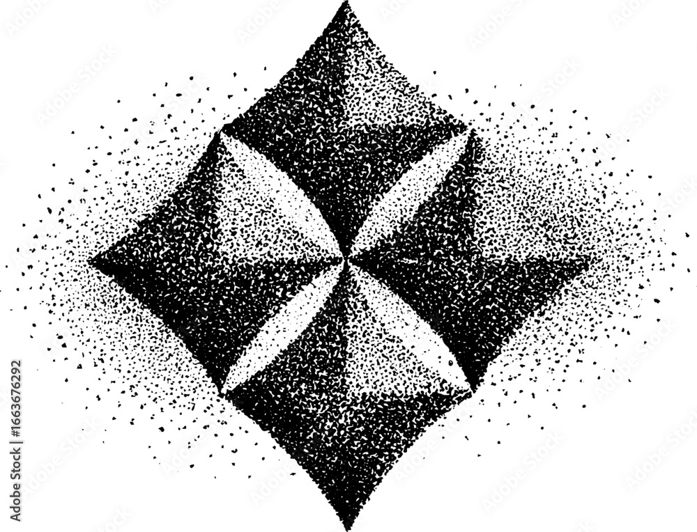 Poster abstract checkerboard design in stippling dotwork for creative projects