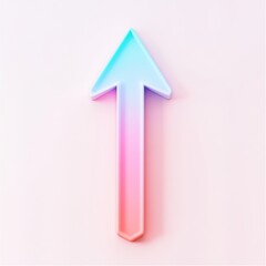 A vibrant, colorful arrow pointing upwards, symbolizing progress and growth, isolated on a soft pink background
