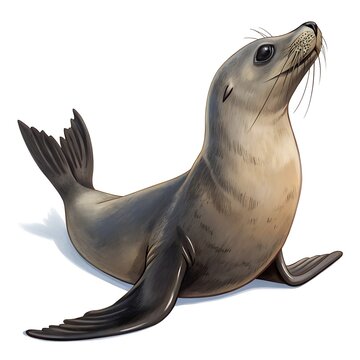 Illustration of a sea lion looking upwards pose