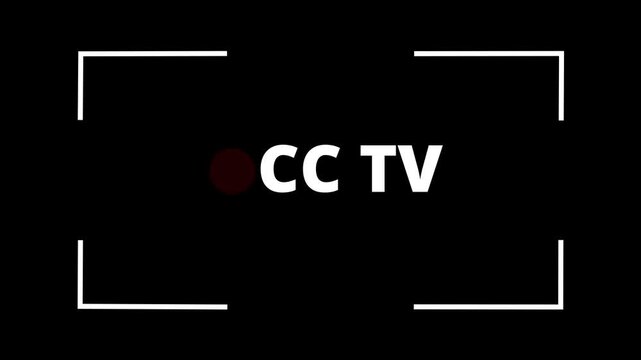 Camera Recording Screen Overlay Surveillance CCTV monitoring screen on black background. 4k video