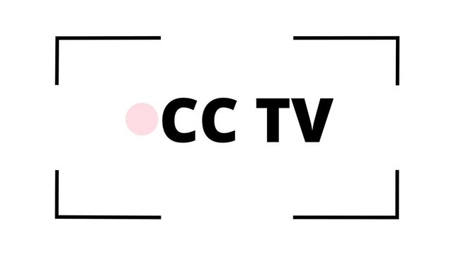 Camera Recording Screen Overlay Surveillance CCTV monitoring screen on white background. 4k video