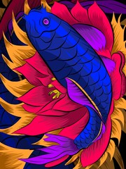 Koi fish and lotus flowers are a symphony of nature.
