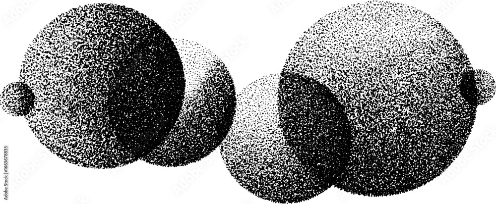 Aufkleber Abstract stipple art with overlapping circles in dotwork style for creative design