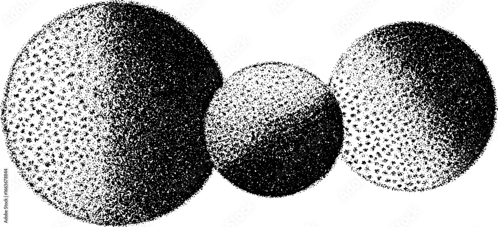 Aufkleber stippling dotwork artwork of overlapping spheres with halftone texture effect