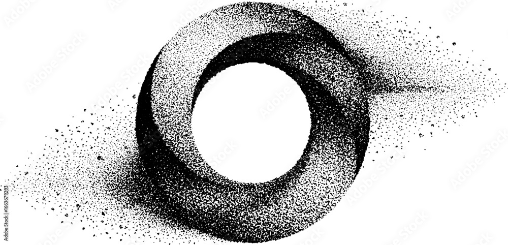 Poster psychedelic circular design in stippling and dotwork for creative projects