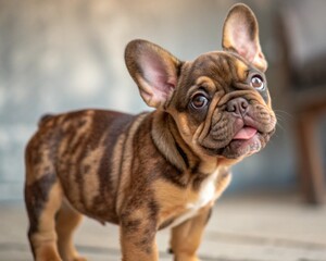 Fototapeta premium French bulldog puppy and English bulldog puppy portrait on white background