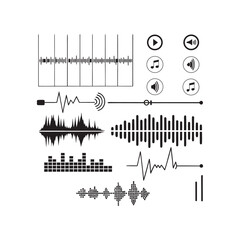 Obraz premium Collection of Audio Visualizations and Music Icons
