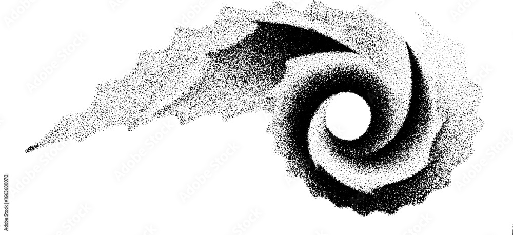 Poster abstract spiral design with stippling and dotwork technique for art projects
