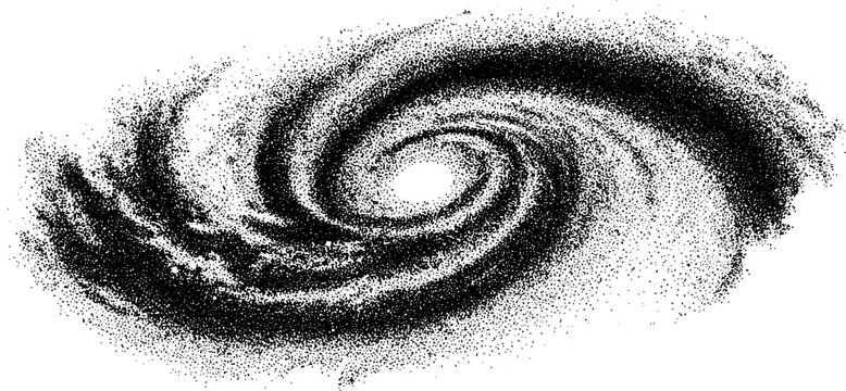 Stipple dotwork spiral galaxy illustration for art and design projects