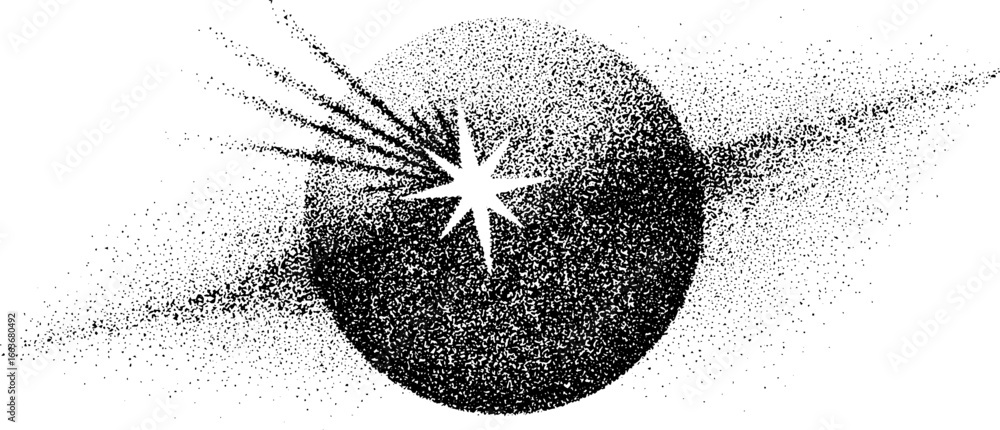 Poster abstract stipple dotwork design featuring a starburst in circular pattern for artistic projects