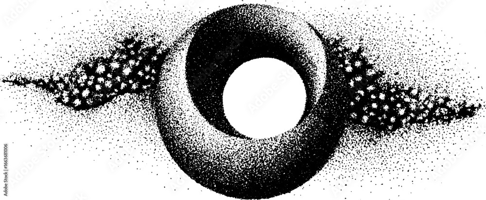 Poster surreal infinity symbol with stippling and dotwork pattern for creative design