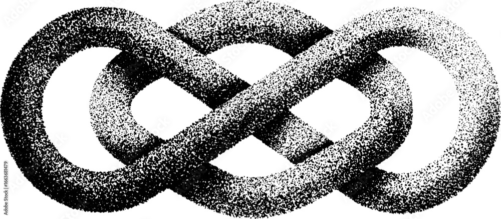 Poster intricate twisted ribbon design featuring stippling and dotwork techniques for artistic projects