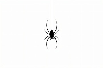 Spider hanging, white background, minimalist design, Halloween