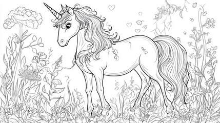 Highly detailed zentangle style illustration of a horse running with a flowing mane, perfect for coloring books or artistic projects