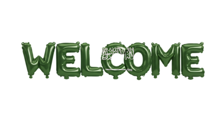 Welcome Balloon Letters with Pakistan Flag on Isolated Transparent Background