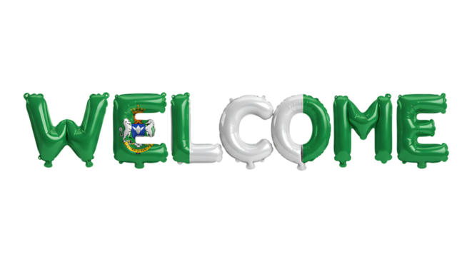 Nigerian Flag Themed Welcome Balloon Decoration Isolated Transparent Background