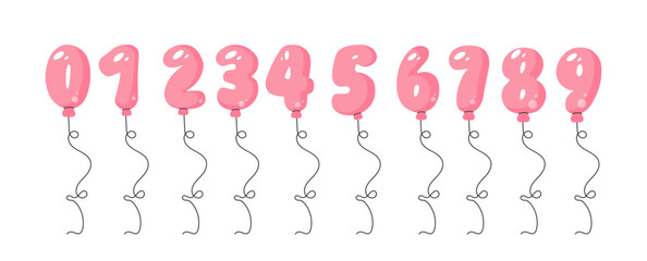 Pink number balloon set design for birthdays and party decor © IllustrateMuse