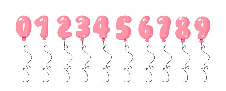 Pink number balloon set design for birthdays and party decor