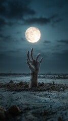 Halloween, dead hand coming out from the soil pain, zombie, cruel, cross, devil, human, undead