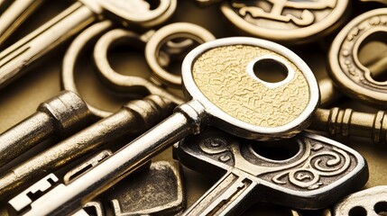 Vintage Antique Keys Collection Closeup Macro Photography