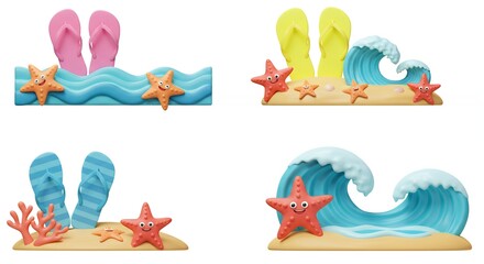 Naklejka premium Beach scene decorative figurines