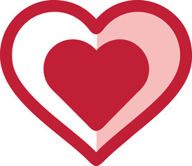 Red heart shape with white outline