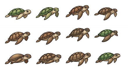 Obraz premium Cartoon turtles illustrations