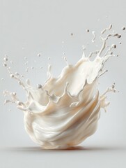 splash of milk isolated on transparent background generative ai