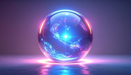 Ultra-Realistic Glowing Crystalline Energy Orb, Futuristic Minimal Studio Render