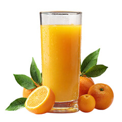 Naklejka na ściany i meble Fresh Orange Juice with Fruit, isolated on transparent background