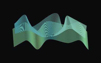 Obraz premium Gradient, wavy, abstract background, green blue hues, modern design element, texture pattern