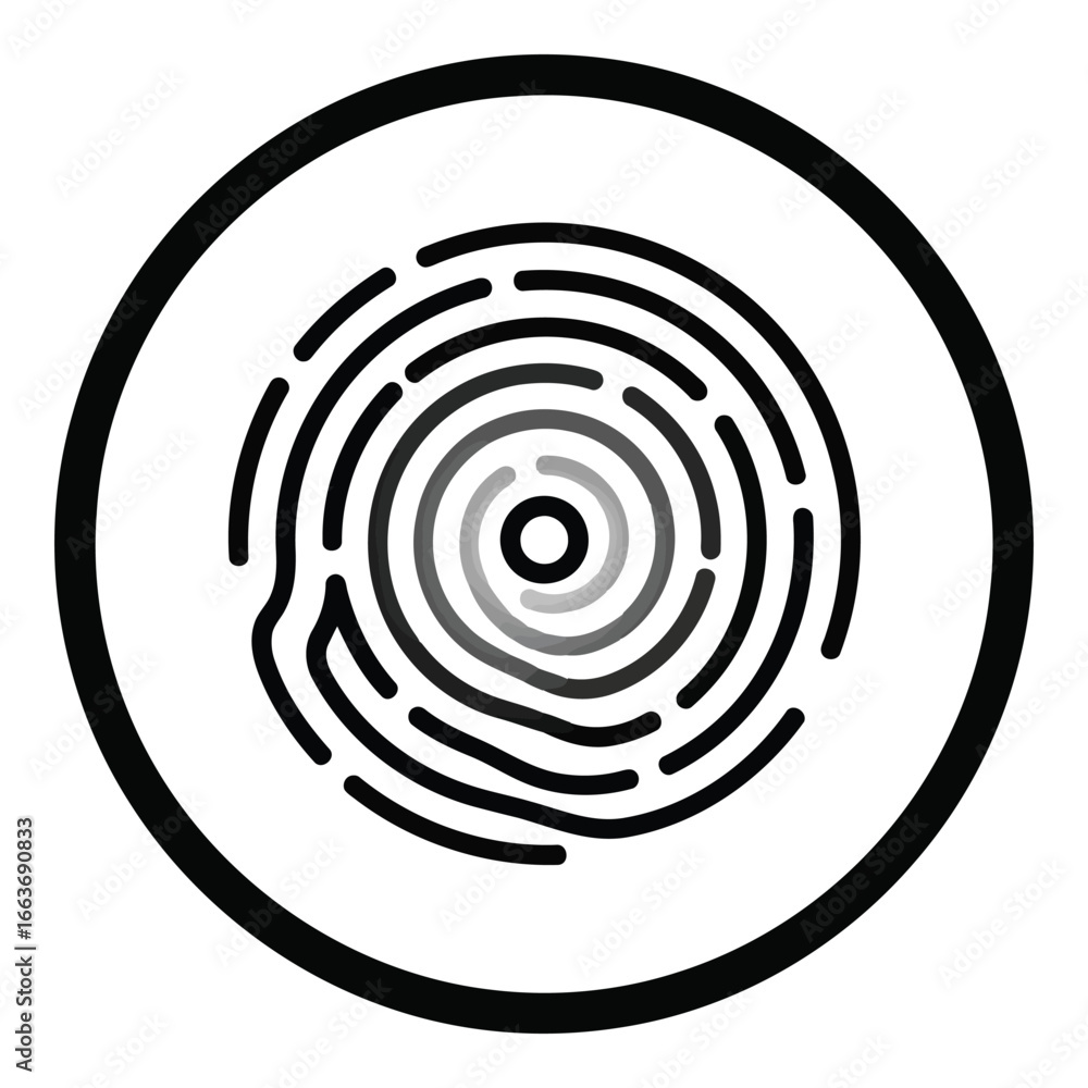 Poster fingerprint scan icon for personal identification and security
